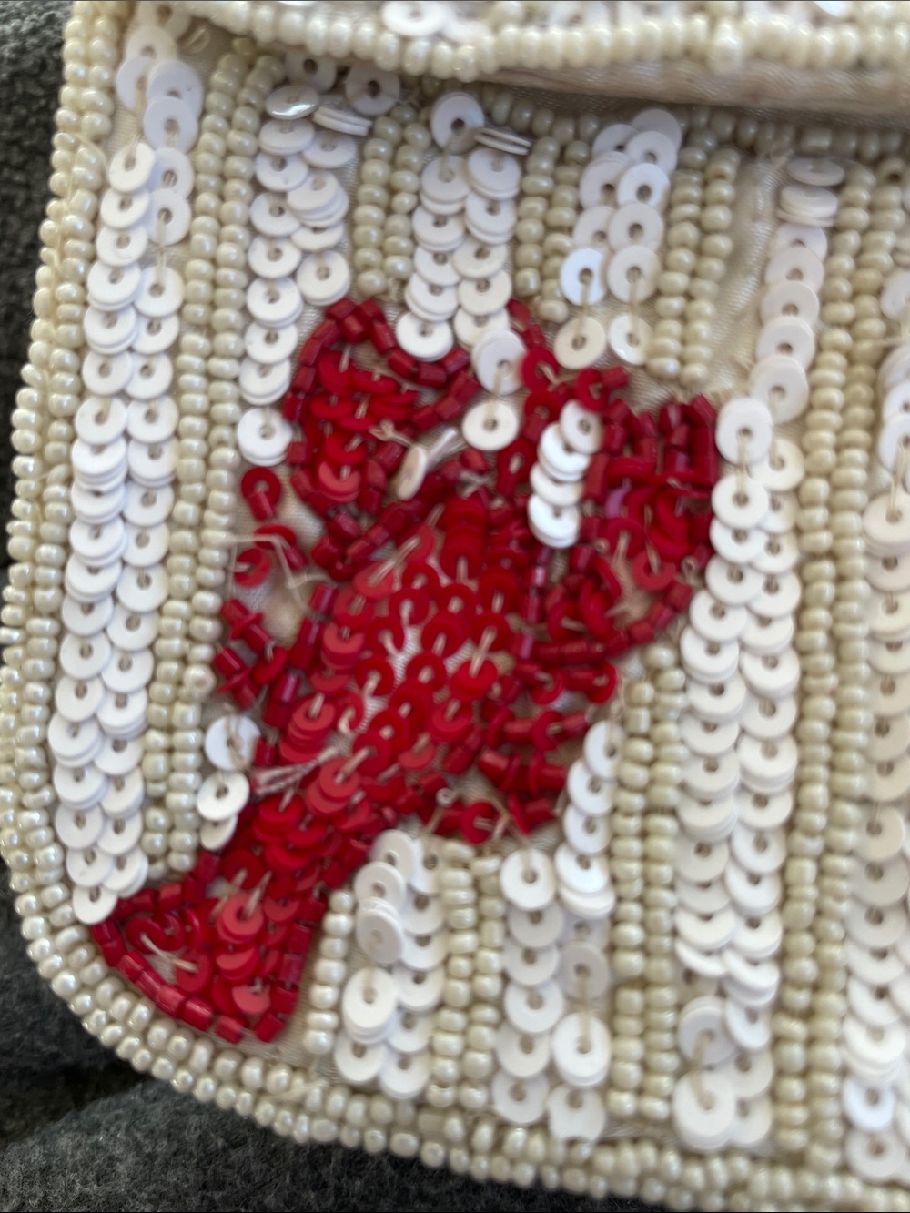 Viral Handcrafted Beaded/Sequin Lobster Shoulder Bag - White with Red Lobsters - Picture 12 of 13